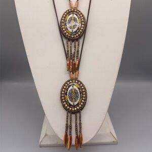 Bohemian Beaded Necklace with Floral Pendant